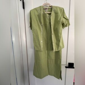 R&K Green Short Sleeve Dress with Jacket